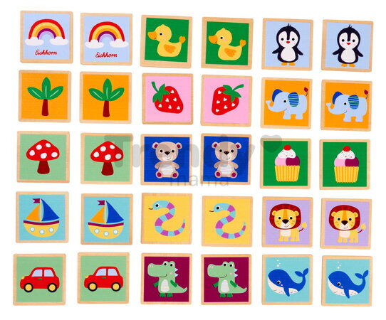 Drevené pexeso Zvieratká a objekty Remember Me Eichhorn 15 motívov 30 dielikov