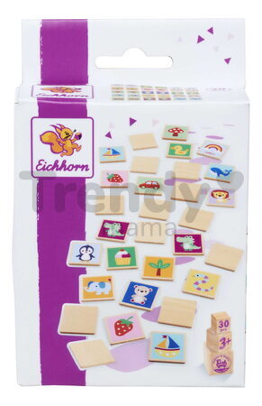 Drevené pexeso Zvieratká a objekty Remember Me Eichhorn 15 motívov 30 dielikov