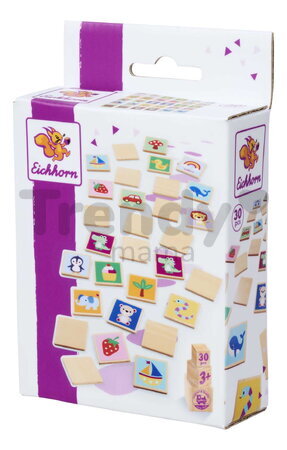 Drevené pexeso Zvieratká a objekty Remember Me Eichhorn 15 motívov 30 dielikov