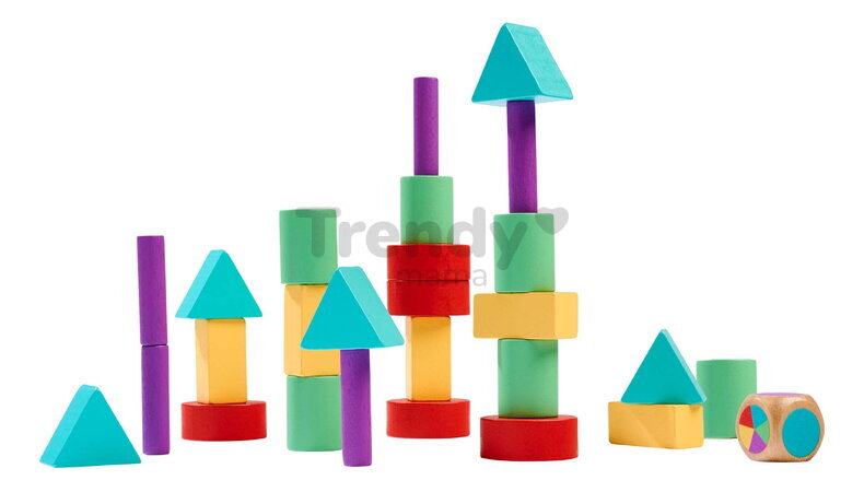 Drevené kocky stohovateľné Staple Game Eichhorn 27 dielov s podložkou