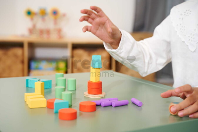 Drevené kocky stohovateľné Staple Game Eichhorn 27 dielov s podložkou