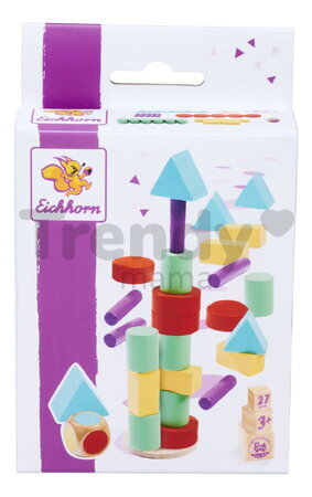 Drevené kocky stohovateľné Staple Game Eichhorn 27 dielov s podložkou