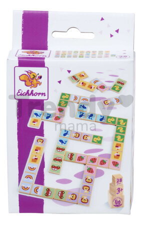 Drevené domino Zvieratká a objekty Games Eichhorn 28 dielikov