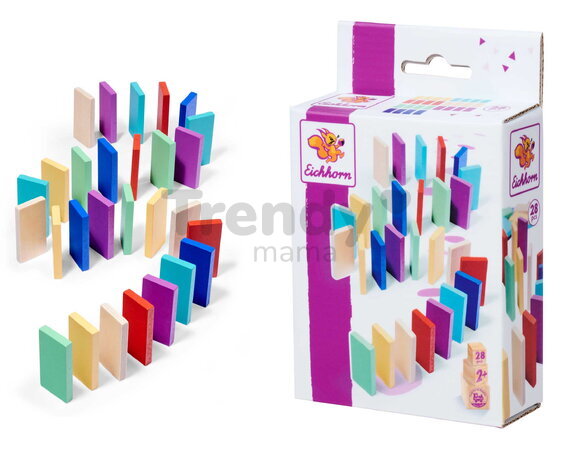 Drevená hra Domino Ralley Eichhorn 28 farebných dielikov od 24 mes