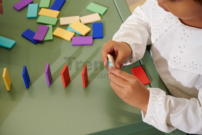 Drevená hra Domino Ralley Eichhorn 28 farebných dielikov od 24 mes