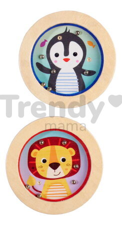 Drevená hra s guľôčkami Tučniak a Lev Skill Game Eichhorn pre rozvoj jemnej motoriky