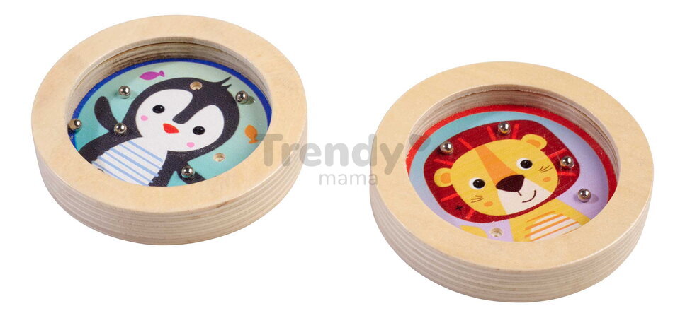 Drevená hra s guľôčkami Tučniak a Lev Skill Game Eichhorn pre rozvoj jemnej motoriky