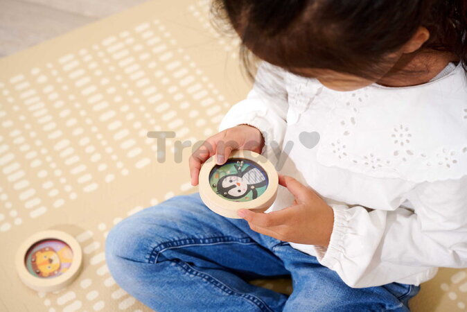 Drevená hra s guľôčkami Tučniak a Lev Skill Game Eichhorn pre rozvoj jemnej motoriky