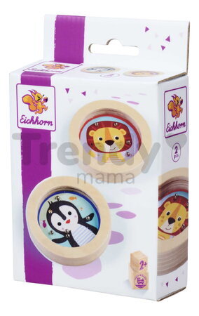 Drevená hra s guľôčkami Tučniak a Lev Skill Game Eichhorn pre rozvoj jemnej motoriky