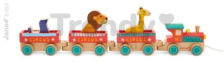 Drevený vláčik Cirkus Story Set Janod s 3 zvieratkami od 18 mes