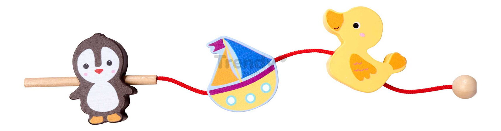 Drevená hra prevliekačka Zvieratká a objekty Threading Game Eichhorn 13 dielikov