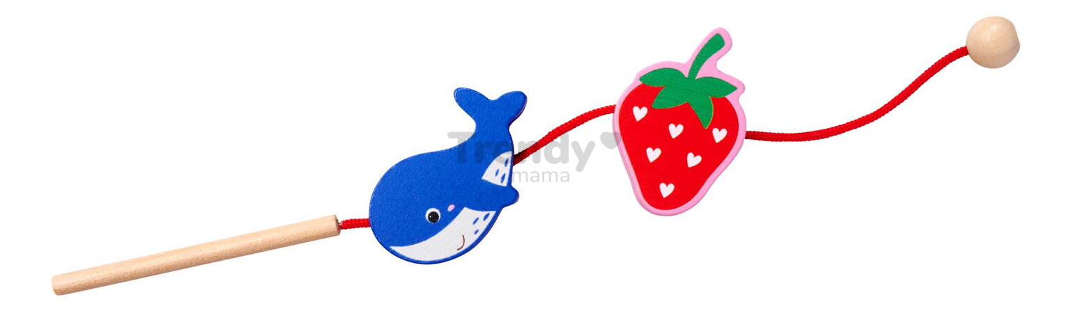 Drevená hra prevliekačka Zvieratká a objekty Threading Game Eichhorn 13 dielikov