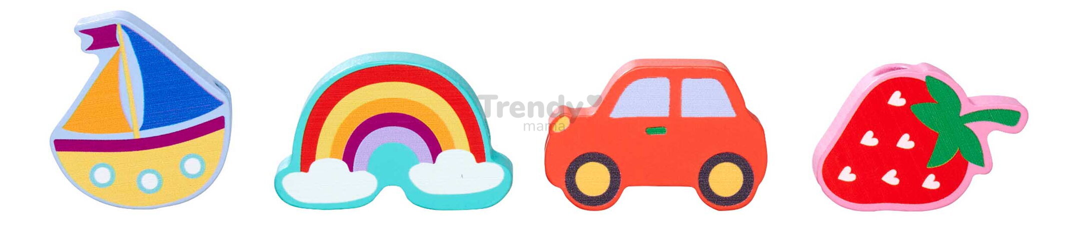 Drevená hra prevliekačka Zvieratká a objekty Threading Game Eichhorn 13 dielikov