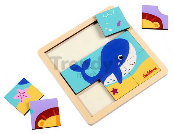 Drevené puzzle Lev a veľryba Games Puzzle Eichhorn 9 dielikov od 24 mes EH2818