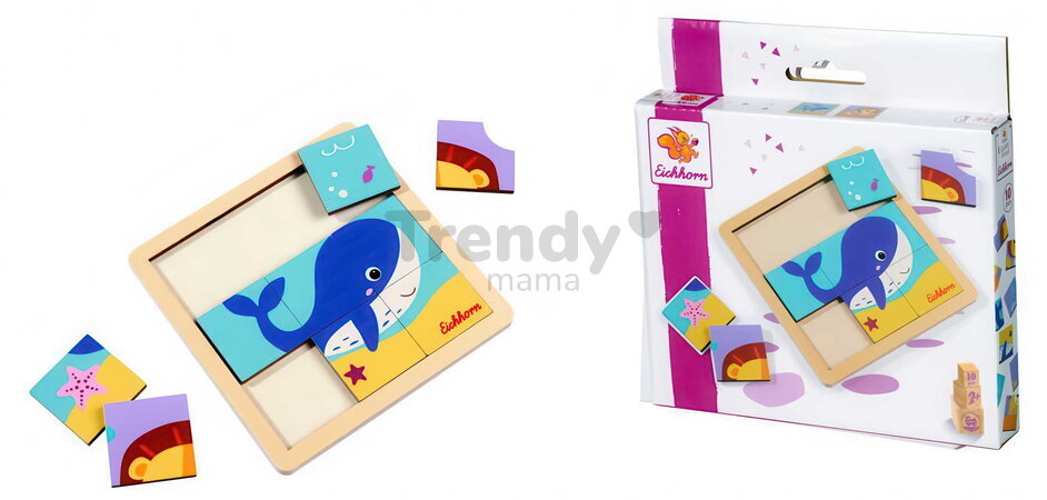 Drevené puzzle Lev a veľryba Games Puzzle Eichhorn 9 dielikov od 24 mes EH2818