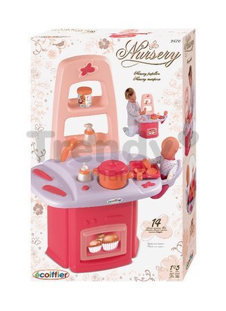 Prebaľovací stolík Nursery Écoiffier pre bábiku s kuchynkou so 14 doplnkami od 18 mes