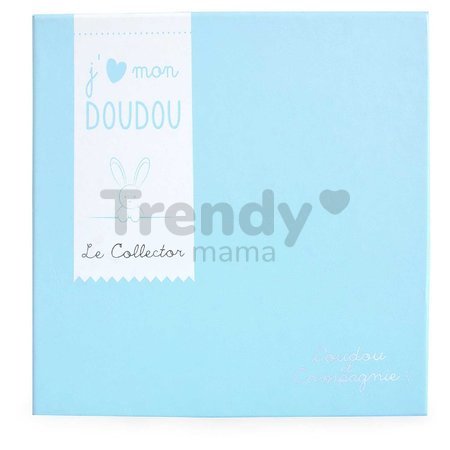 Plyšový medvedík na maznanie Bear Blue Collector Doudou et Compagnie v darčekovom balení modrý 24 cm od 0 mes