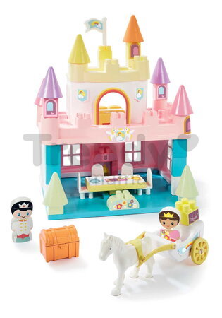 Stavebnica Dúhový zámok Rainbow Castel Abrick Écoiffier s kočiarom a 2 figúrkami od 18 mes