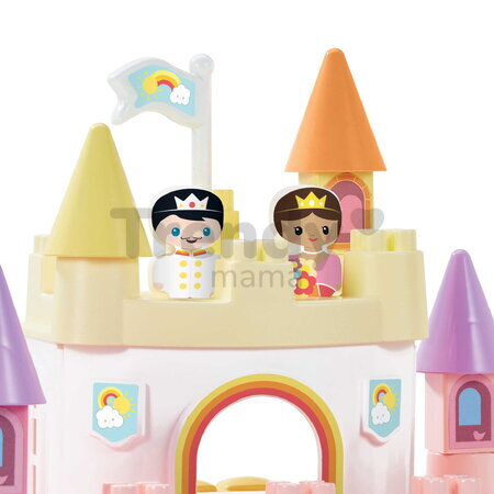 Stavebnica Dúhový zámok Rainbow Castel Abrick Écoiffier s kočiarom a 2 figúrkami od 18 mes