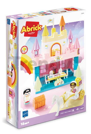 Stavebnica Dúhový zámok Rainbow Castel Abrick Écoiffier s kočiarom a 2 figúrkami od 18 mes