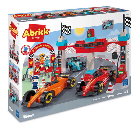 Stavebnica Preteky Formula 1 Grand Prix Abrick Écoiffier s 3 autíčkami a 4 figúrkami od 18 mes