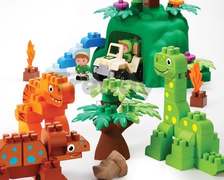 Stavebnica s dinosaurami Abrick Dinoland Écoiffier dvoma figúrkami a vozidlom od 18 mes