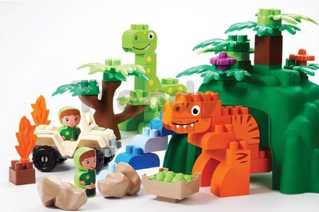 Stavebnica s dinosaurami Abrick Dinoland Écoiffier dvoma figúrkami a vozidlom od 18 mes