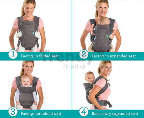 Nosič pre dieťa Flip 4v1 Convertible Carrier Leopard Infantino 4 spôsoby nosenia s leopardím vzorom od 3,6-14,5 kg od 0 mes