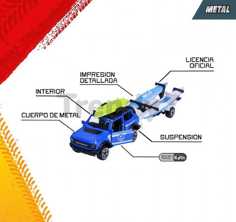 Autíčko s prívesom City Trailer Majorette s pohyblivými časťami 13 cm dĺžka 6 rôznych druhov