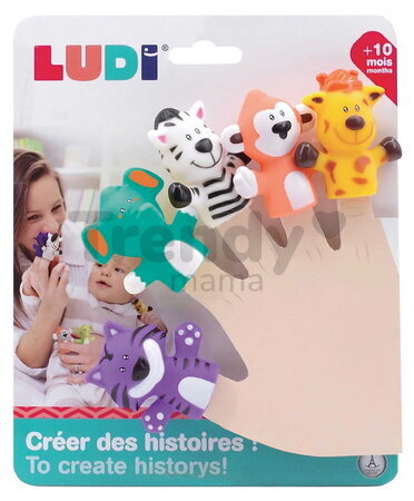 Maňušky na prsty Zvieratká z džungle Finger Puppets Savannah Ludi 5 maňušiek od 10 mes