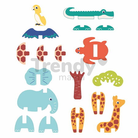 Penové puzzle 3D Zvieratká 3D Foam Puzzle Ludi z mäkkej a odolnej peny od 18 mes LU30084