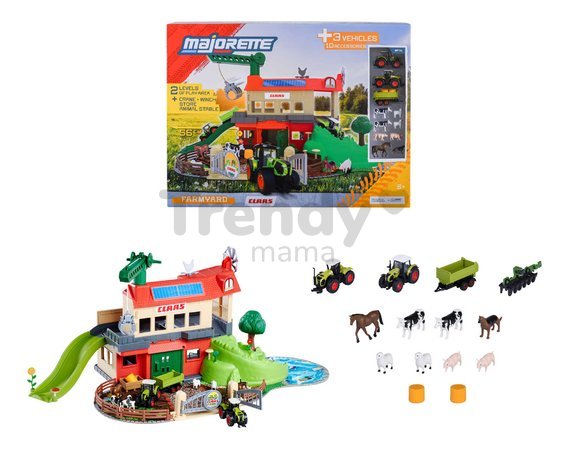Garáž farma so stajňou 2 poschodová Farmyard Majorette s 8 figúrkami zvieratiek a 2 traktory od 5 rokov MJ3009000