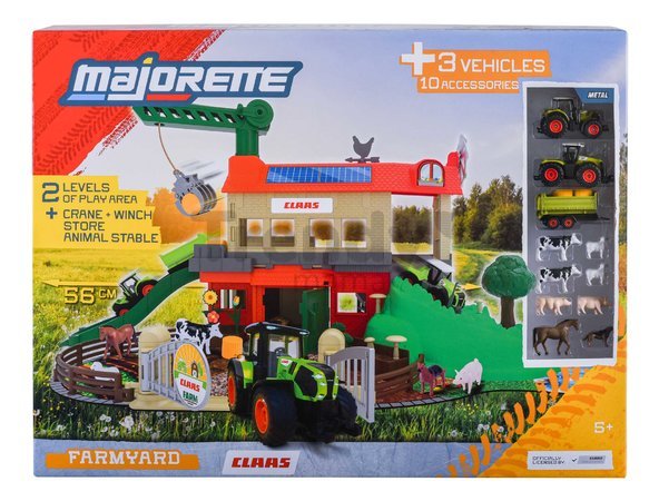 Garáž farma so stajňou 2 poschodová Farmyard Majorette s 8 figúrkami zvieratiek a 2 traktory od 5 rokov MJ3009000