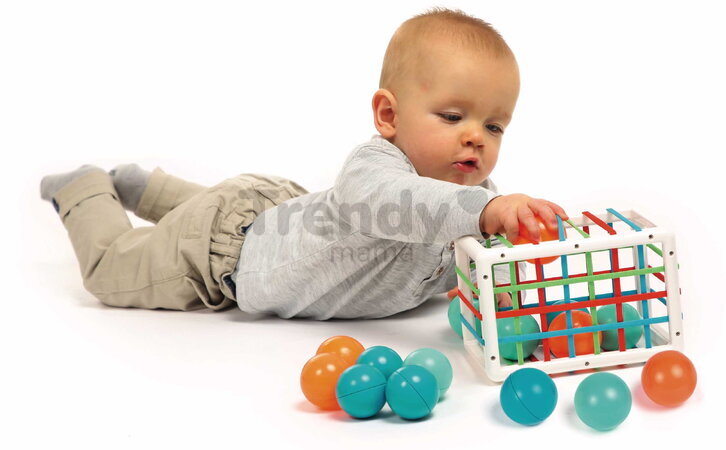 Senzorická kocka s loptičkami Motor Skills Cube Ludi 12 loptičiek od 10 mes
