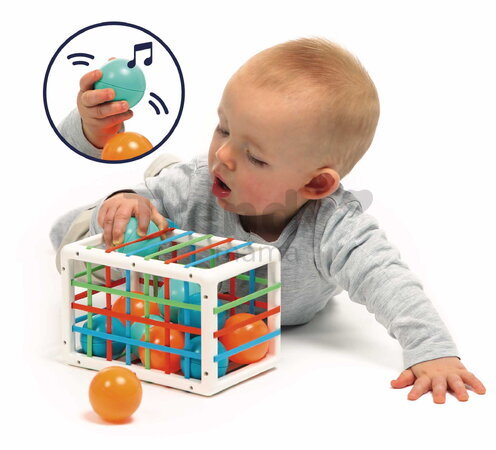 Senzorická kocka s loptičkami Motor Skills Cube Ludi 12 loptičiek od 10 mes
