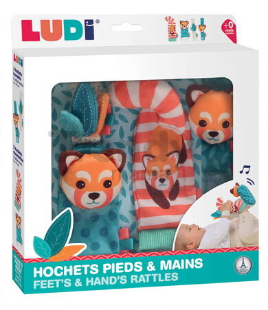 Hrkálky na ruky a nohy Feet's and Hand's Rattles Ludi na suchý zips 4 kusy od 0 mes LU30102