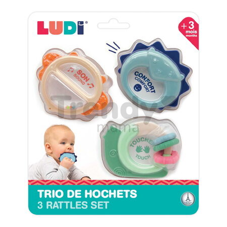 Hrkálky s hryzátkom Ludi so zvukom 3 kusy od 3 mes LU30112