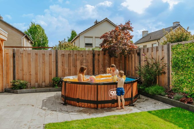 Bazén s filtráciou Wood pool Exit Toys kruhový oceľová konštrukcia 300*76 cm hnedý od 6 rokov