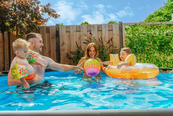 Bazén s filtráciou Wood pool Exit Toys kruhový oceľová konštrukcia 300*76 cm hnedý od 6 rokov