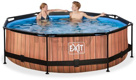 Bazén s filtráciou Wood pool Exit Toys kruhový oceľová konštrukcia 300*76 cm hnedý od 6 rokov