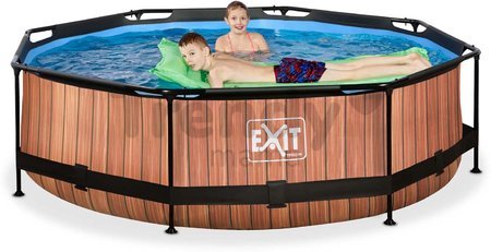 Bazén s filtráciou Wood pool Exit Toys kruhový oceľová konštrukcia 300*76 cm hnedý od 6 rokov