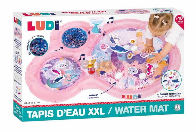 Hracia podložka s vodou Morské víly Mermaid Water Play Mat Ludi pre hru na brušku ružová od 10 mes