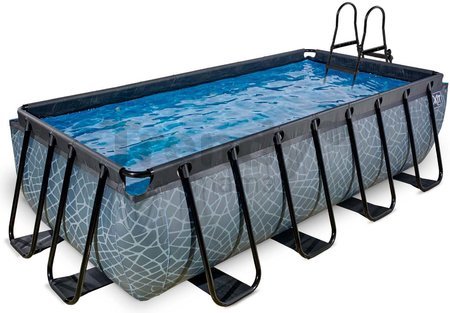 Bazén s filtráciou Stone pool Exit Toys oceľová konštrukcia 400*200*100 cm šedý od 6 rokov