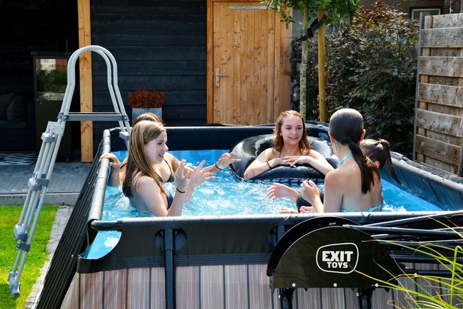 Bazén s filtráciou Wood pool Exit Toys oceľová konštrukcia 400*200*100 cm hnedý od 6 rokov