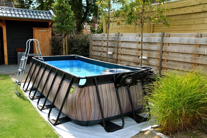 Bazén s filtráciou Wood pool Exit Toys oceľová konštrukcia 400*200*100 cm hnedý od 6 rokov