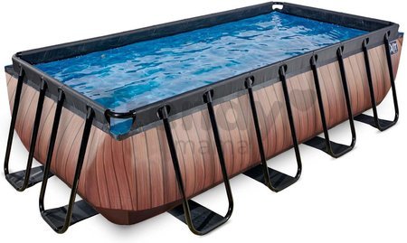 Bazén s filtráciou Wood pool Exit Toys oceľová konštrukcia 400*200*100 cm hnedý od 6 rokov