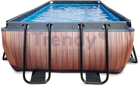 Bazén s filtráciou Wood pool Exit Toys oceľová konštrukcia 400*200*100 cm hnedý od 6 rokov