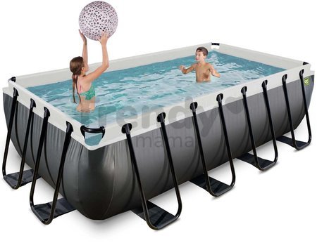 Bazén s filtráciou Black Leather pool Exit Toys oceľová konštrukcia 400*200*100 cm čierny od 6 rokov