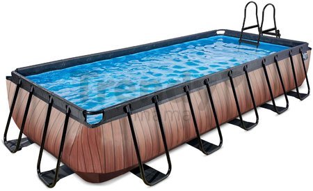 Bazén s filtráciou Wood pool Exit Toys oceľová konštrukcia 540*250*100 cm hnedý od 6 rokov