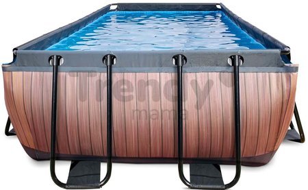 Bazén s filtráciou Wood pool Exit Toys oceľová konštrukcia 540*250*100 cm hnedý od 6 rokov